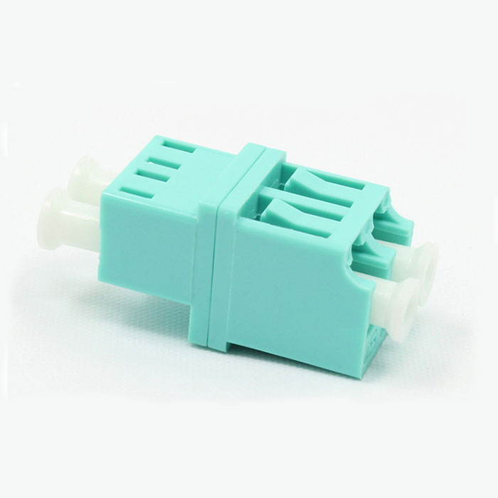 Cyan LC Multimode Double Core Plastic Fiber Optic Adapter